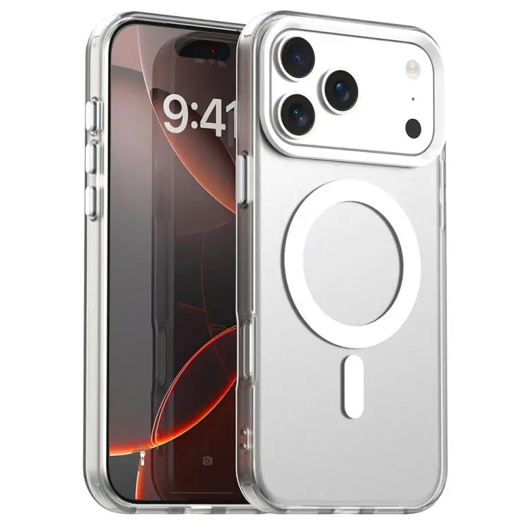 For iPhone 18 Pro Max Candy Magsafe PC Hybrid TPU Phone Case(White)