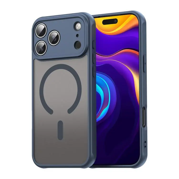 For iPhone 18 Pro Max Fan Dun Series TPU Hybrid PC Frosted Magsafe Phone Case(Blue)
