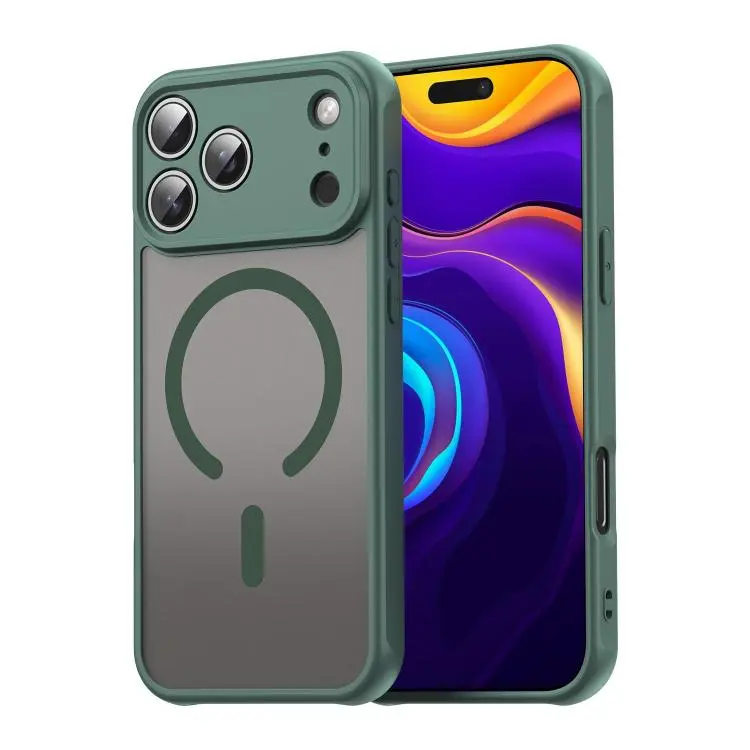 For iPhone 18 Pro Max Fan Dun Series TPU Hybrid PC Frosted Magsafe Phone Case(Green)