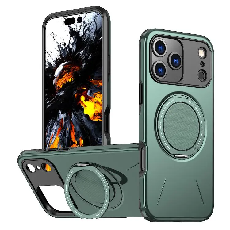 For iPhone 18 Pro Max Kalebol Magnetic MagSafe Rotation Holder PC Phone Case(Grey Green)