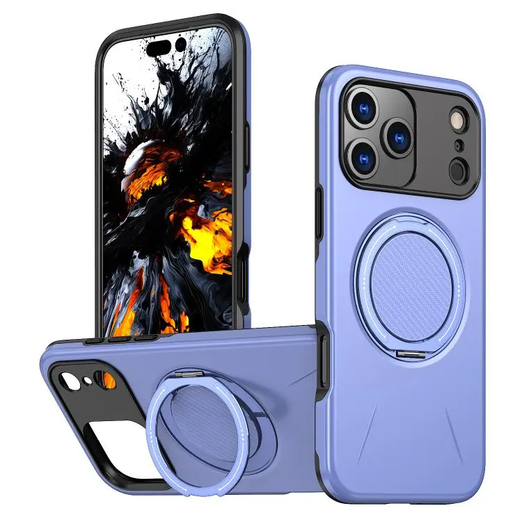 For iPhone 18 Pro Max Kalebol Magnetic MagSafe Rotation Holder PC Phone Case(Lilac)
