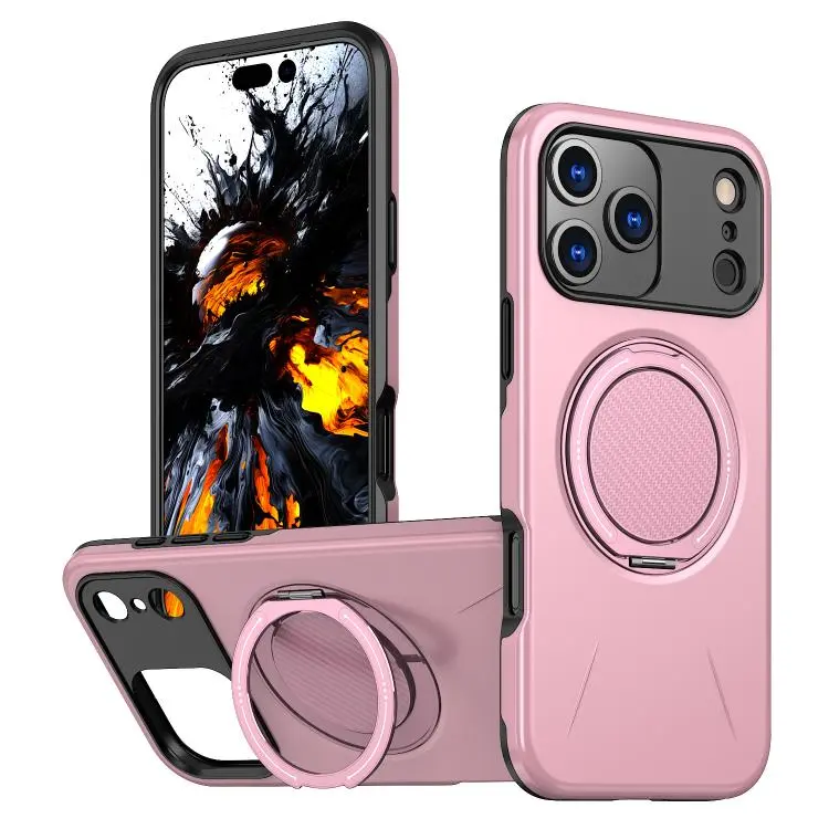 For iPhone 18 Pro Max Kalebol Magnetic MagSafe Rotation Holder PC Phone Case(Pink)