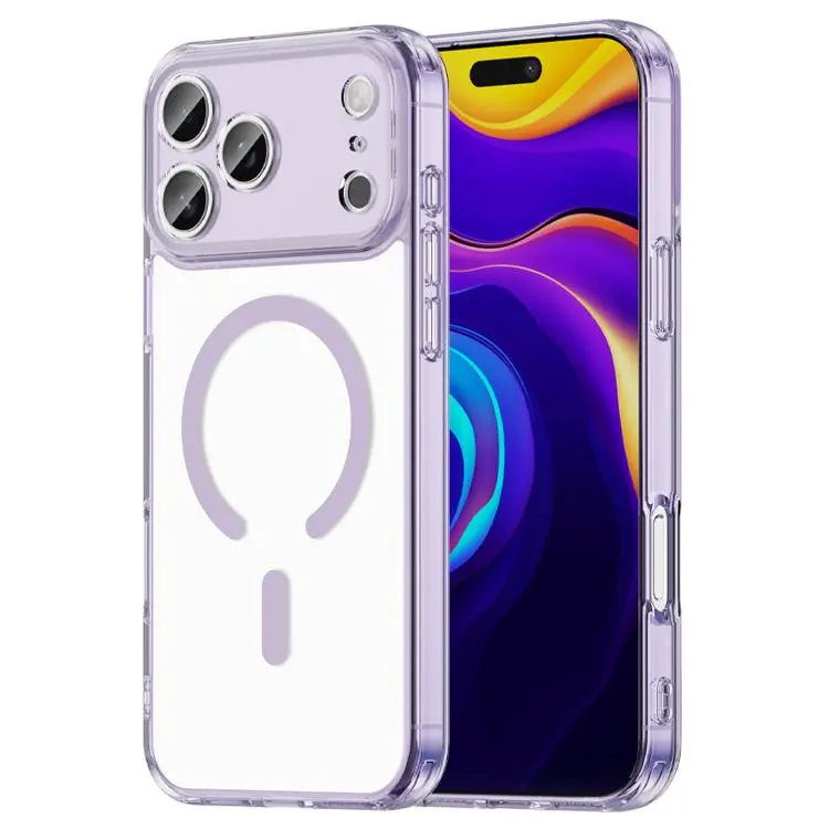 For iPhone 18 Pro Max PC Hybrid TPU Airbag Shockproof MagSafe Phone Case(Transparent Purple)