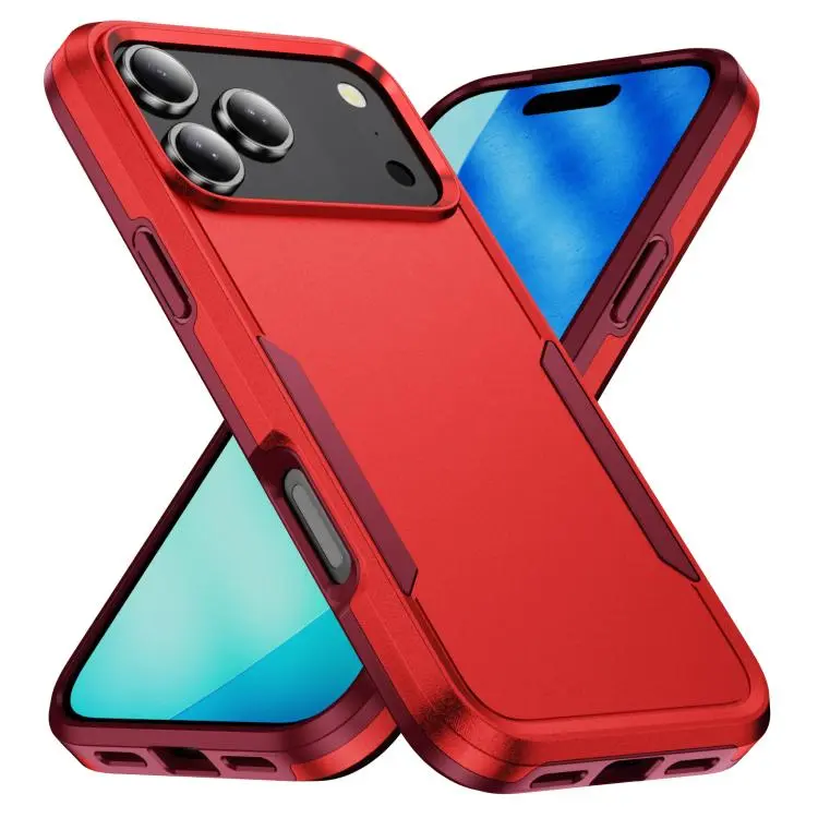For iPhone 18 Pro Max Pioneer Armor Heavy Duty PC + TPU Phone Case(Red+Rose Red)