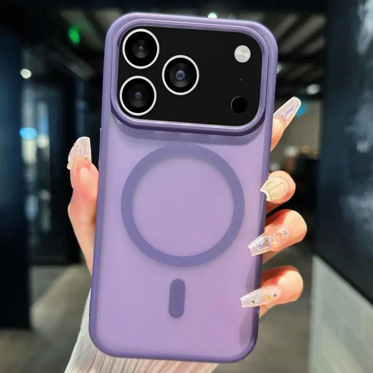 For iPhone 18 Pro Max Transparent TPU Hybrid PC Magsafe Phone Case(Purple)
