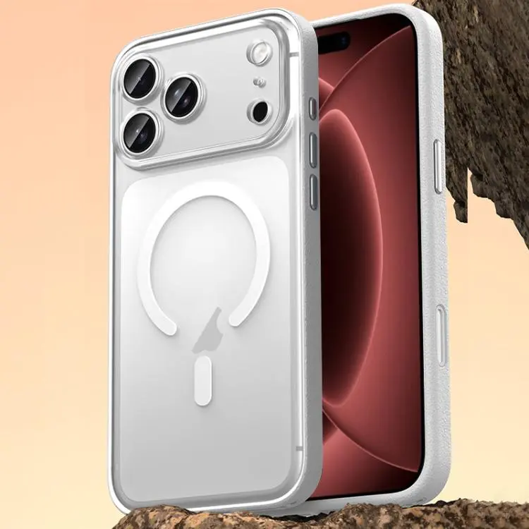 For iPhone 18 Pro Max Vegan Leather Magnetic Phone Case(Cedar White)