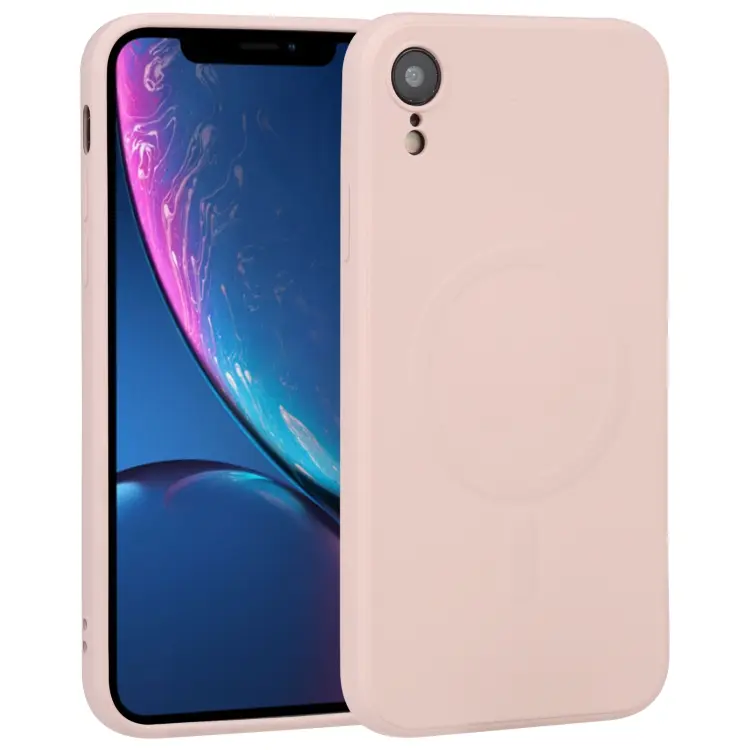 For iPhone XR Liquid Silicone Full Coverage Shockproof Magsafe Phone Case(Pink)