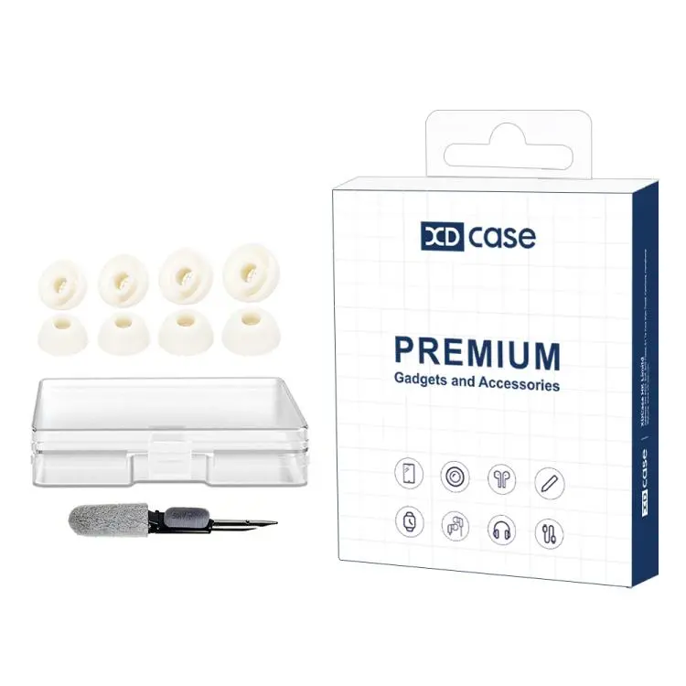 For Jabra Elite 10 Gen 2 XDcase 4 Pairs Replacement Silicone Ear Tips Kit, XS/S/M/L Size, Cleaning Brush Color Random(Beige)