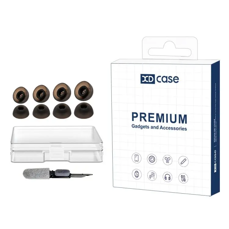 For Jabra Elite 10 Gen 2 XDcase 4 Pairs Replacement Silicone Ear Tips Kit, XS/S/M/L Size, Cleaning Brush Color Random(Brown)