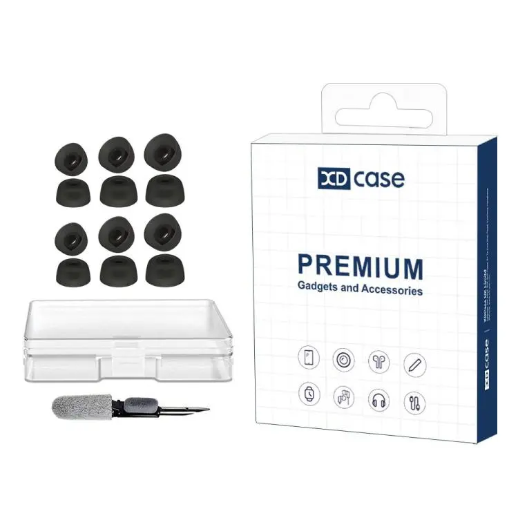 For Jabra Elite 3 / 4 / 7 Pro / 7 Active XDcase 6 Pairs Replacement Silicone Ear Tips Kit, S/M/L Size, Cleaning Brush Color Random(Transparent Black)