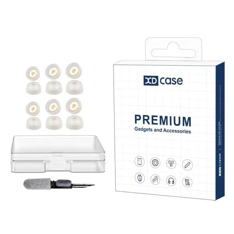 For Jabra Elite 3 / 4 / 7 Pro / 7 Active XDcase 6 Pairs Replacement Silicone Ear Tips Kit, S/M/L Size, Cleaning Brush Color Random(White)