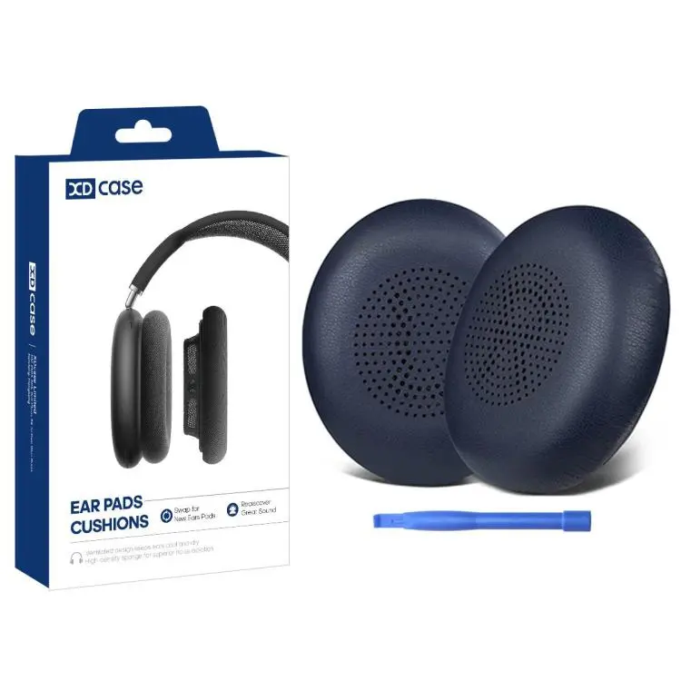 For Jabra Elite 45h / Evolve2 65 XDcase 1 Pair Protein Leather Ear Pads Headset Replacement Part with Prying Tool(Dark Blue)
