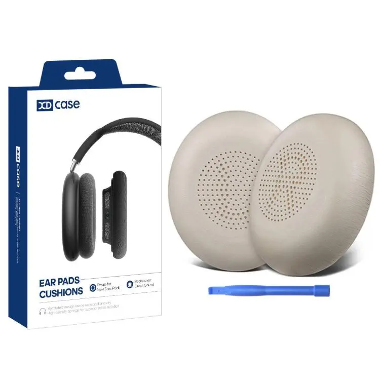 For Jabra Elite 45h / Evolve2 65 XDcase 1 Pair Protein Leather Ear Pads Headset Replacement Part with Prying Tool(Gold)