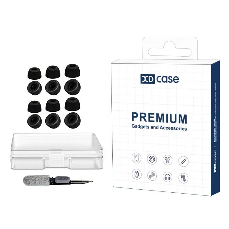 For Jabra Elite 65t / 75t / Active 65t XDcase 6 Pairs Replacement Silicone Ear Tips Kit, S/M/L Size, Cleaning Brush Color Random(Black)