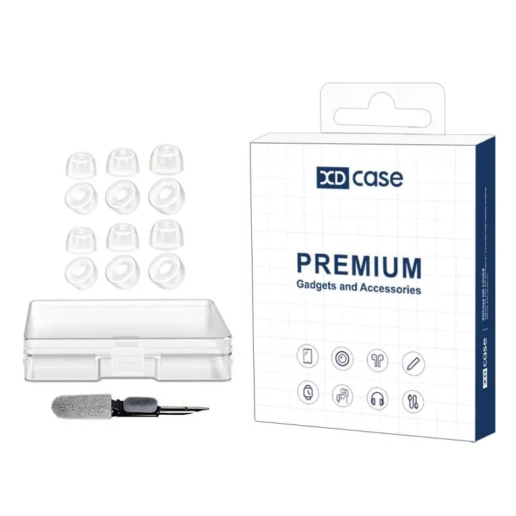For Jabra Elite 65t / 75t / Active 65t XDcase 6 Pairs Replacement Silicone Ear Tips Kit, S/M/L Size, Cleaning Brush Color Random(White)