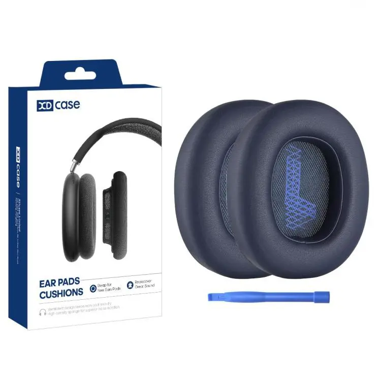 For JBL Live 650BTNC / 660NC / E65BTNC / Duet NC XDcase 1 Pair Headset Replacement Ear Pads with Prying Tool(Protein Leather-Blue)