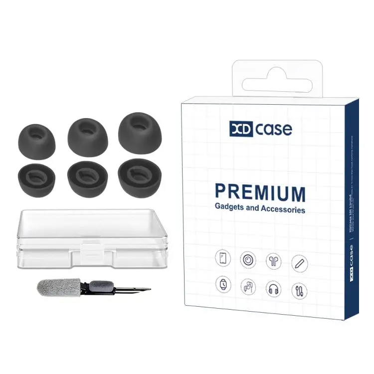 For JBL Tour Pro 2 / Tour Pro 3 XDcase 3 Pairs Replacement Silicone Ear Tips Kit, S/M/L Size, Cleaning Brush Color Random(Black)