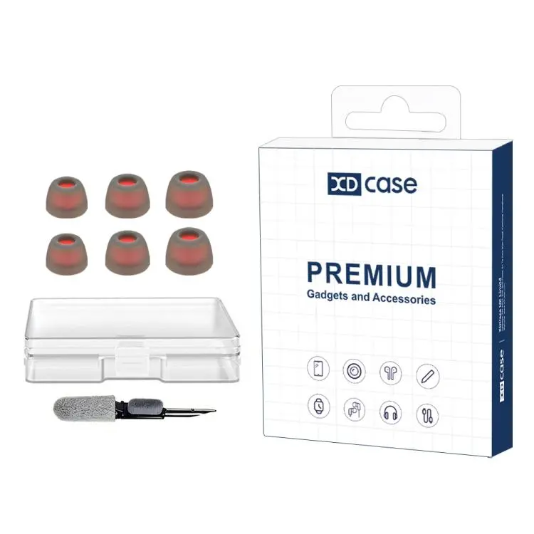 For JBL Tune 230NC TWS XDcase 3 Pairs Replacement Silicone Ear Tips Kit, S/M/L Size, Cleaning Brush Color Random(Transparent Black)