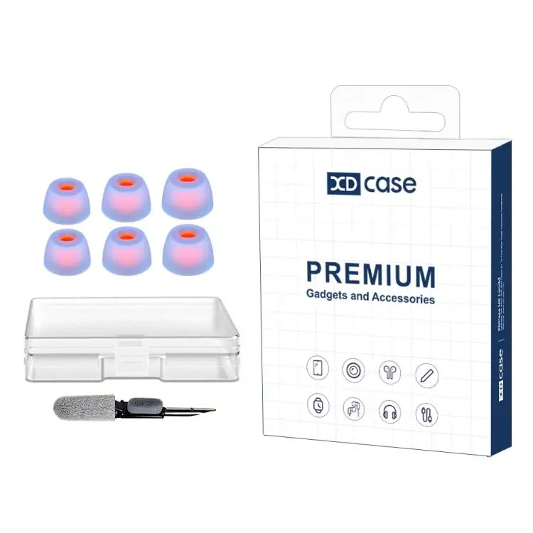 For JBL Tune 230NC TWS XDcase 3 Pairs Replacement Silicone Ear Tips Kit, S/M/L Size, Cleaning Brush Color Random(Transparent Blue)