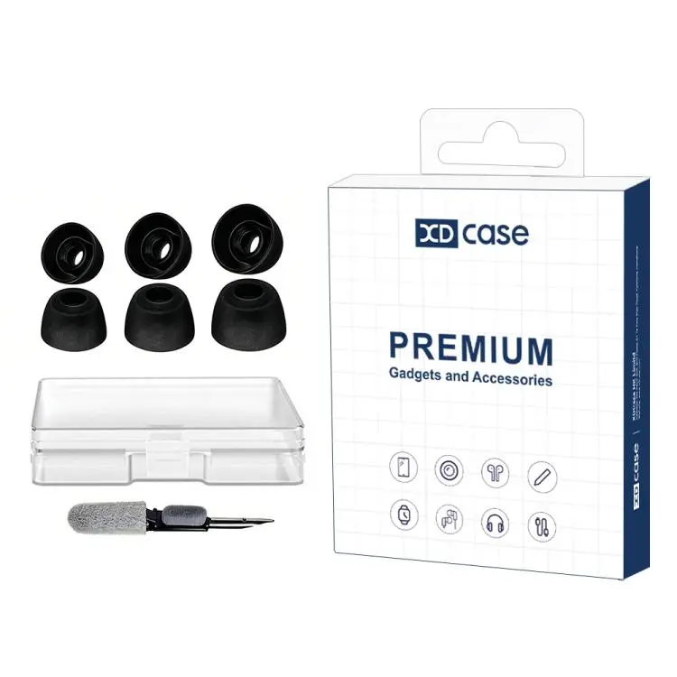 For JBL Tune Beam XDcase 3 Pairs Replacement Silicone Ear Tips Kit, S/M/L Size, Cleaning Brush Color Random(Transparent Black)