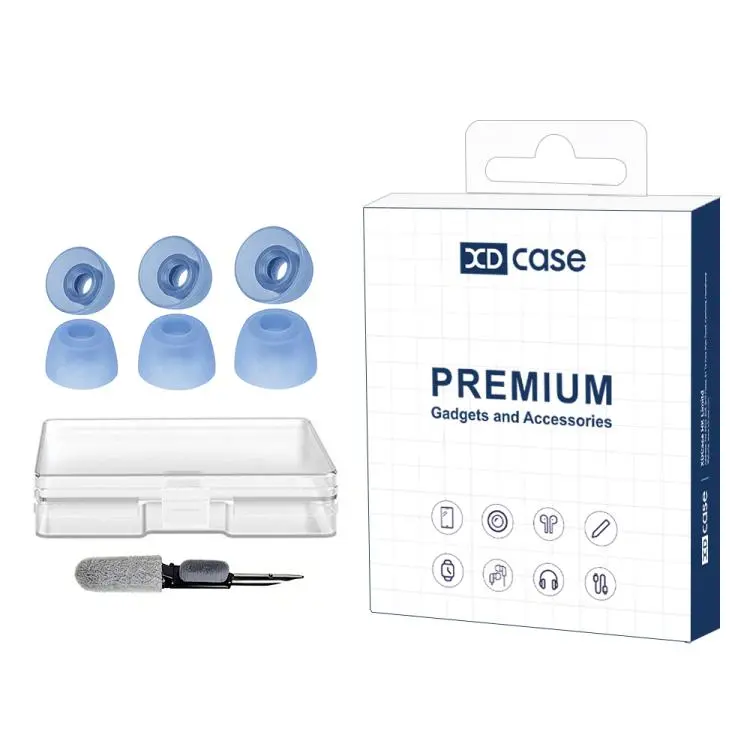 For JBL Tune Beam XDcase 3 Pairs Replacement Silicone Ear Tips Kit, S/M/L Size, Cleaning Brush Color Random(Transparent Blue)