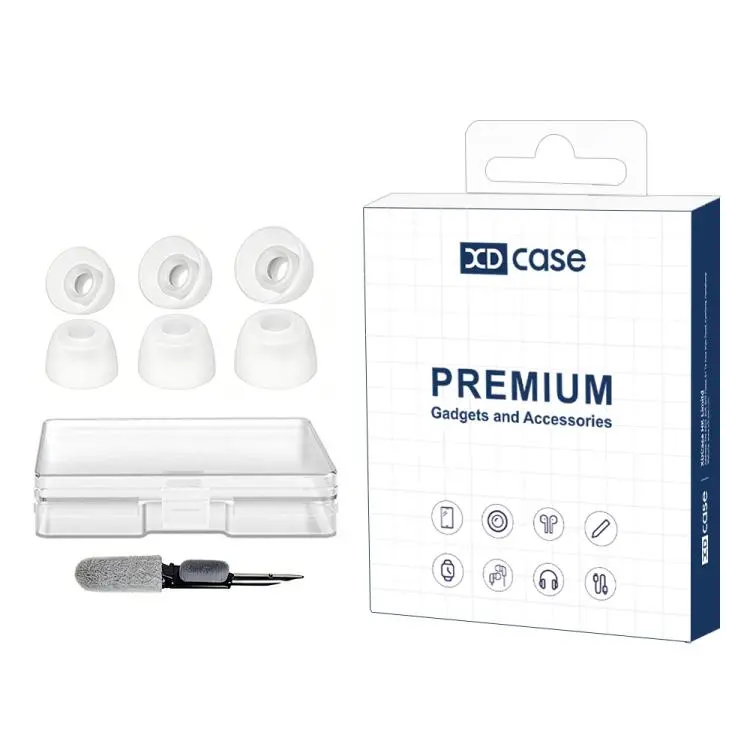 For JBL Tune Beam XDcase 3 Pairs Replacement Silicone Ear Tips Kit, S/M/L Size, Cleaning Brush Color Random(Transparent White)