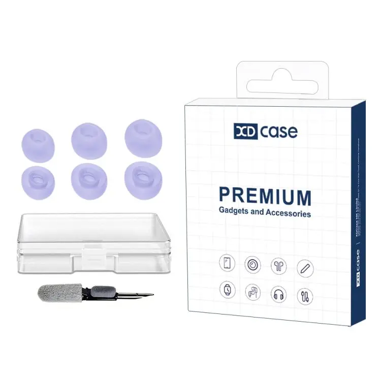For JBL Tune Buds / Buds 2 XDcase 3 Pairs Replacement Silicone Ear Tips Kit, S/M/L Size, Cleaning Brush Color Random(Purple)