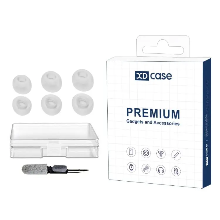 For JBL Tune Buds / Buds 2 XDcase 3 Pairs Replacement Silicone Ear Tips Kit, S/M/L Size, Cleaning Brush Color Random(White)