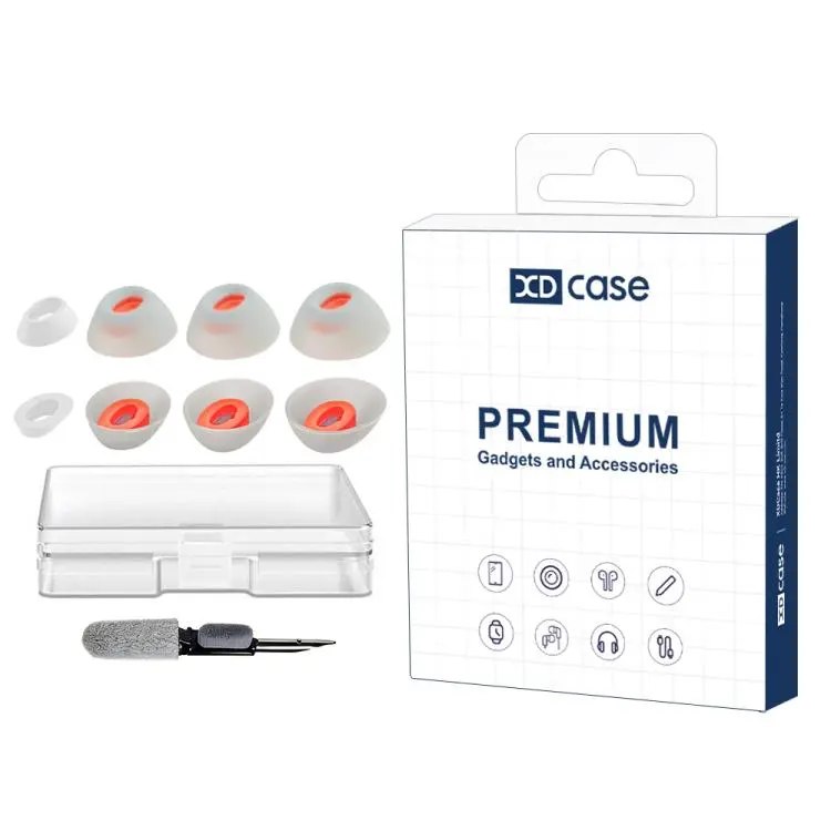 For JBL Tune Flex / Flex 2 / 220TWS XDcase 4 Pairs Replacement Silicone Ear Tips Kit, XS/S/M/L Size, Cleaning Brush Color Random(Transparent White)