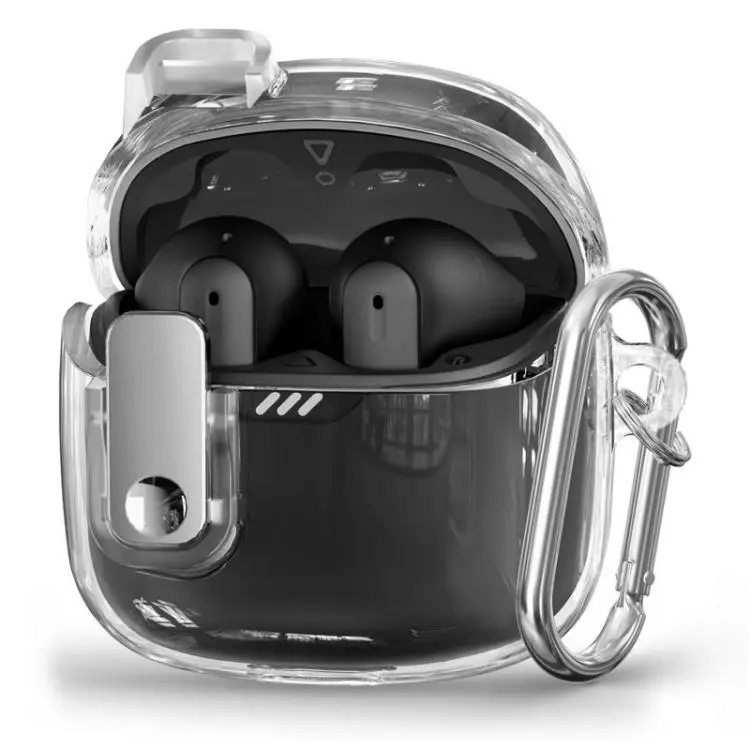 For JBL Tune Flex Transparent Snap Lock TPU Earphone Cover with Metal Buckle(Transparent)
