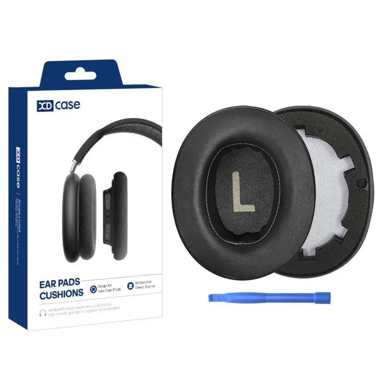 For JBL Tune T700BT / T710BT / T750BTNC / T760NC XDcase 1 Pair Protein Leather Ear Pads Headset Replacement Part with Prying Tool(Black)