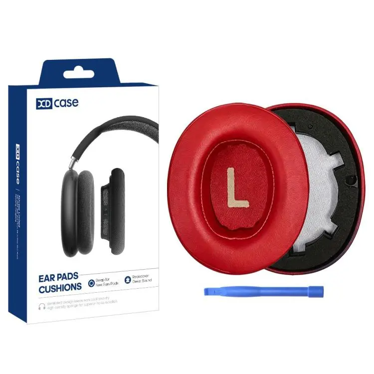 For JBL Tune T700BT / T710BT / T750BTNC / T760NC XDcase 1 Pair Protein Leather Ear Pads Headset Replacement Part with Prying Tool(Red)