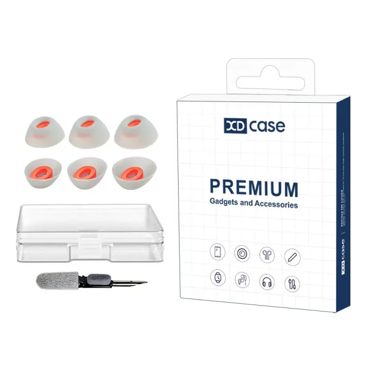For JBL Vibe Beam 2 / Beam / 200TWS XDcase 3 Pairs Replacement Silicone Ear Tips Kit, S/M/L Size, Cleaning Brush Color Random(Transparent White)