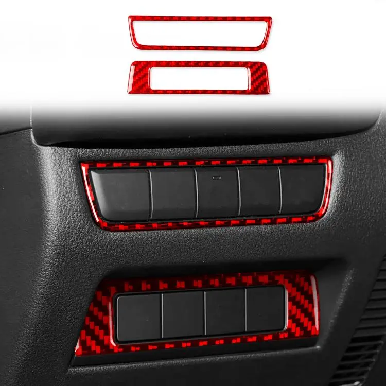 For Mazda CX-50 2022-2024 2pcs/Set Car Headlight Switch Panel Carbon Fiber Sticker, Left Hand Drive(Red)