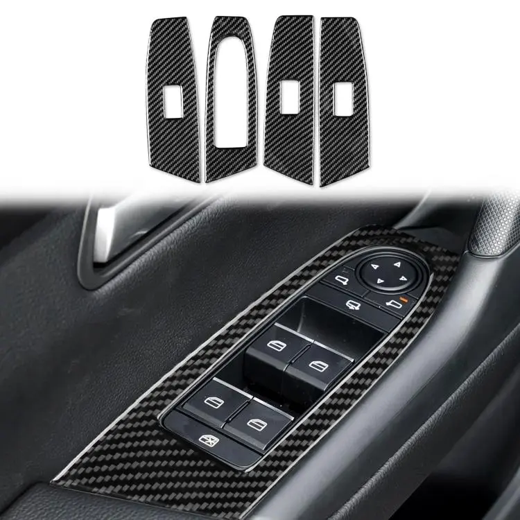 For Mazda CX-50 2022-2024 4pcs/Set Car Window Lift Panel Carbon Fiber Sticker, Left Hand Drive(Black)