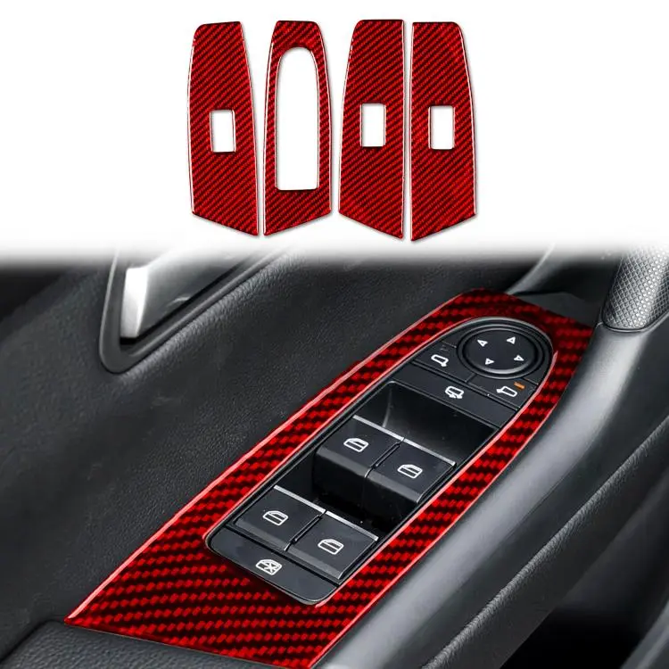 For Mazda CX-50 2022-2024 4pcs/Set Car Window Lift Panel Carbon Fiber Sticker, Left Hand Drive(Red)