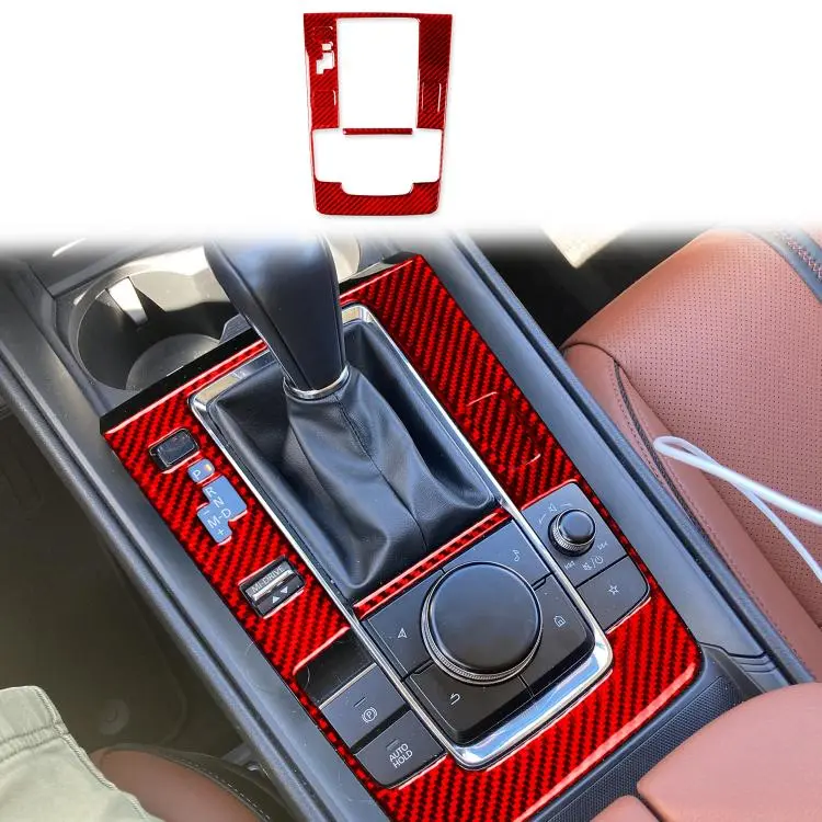 For Mazda CX-50 2022-2024 5pcs/Set Car Gear Position Panel Carbon Fiber Sticker, Left Hand Drive(Red)
