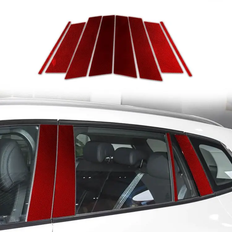 For Mazda CX-50 2022-2024 8pcs/Set Car B-Pillar Carbon Fiber Style Sticker, Left Hand Drive(Red)