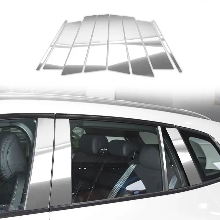 For Mazda CX-50 2022-2024 8pcs/Set Car B-Pillar Mirro Finish Style Sticker, Left Hand Drive(Silver)