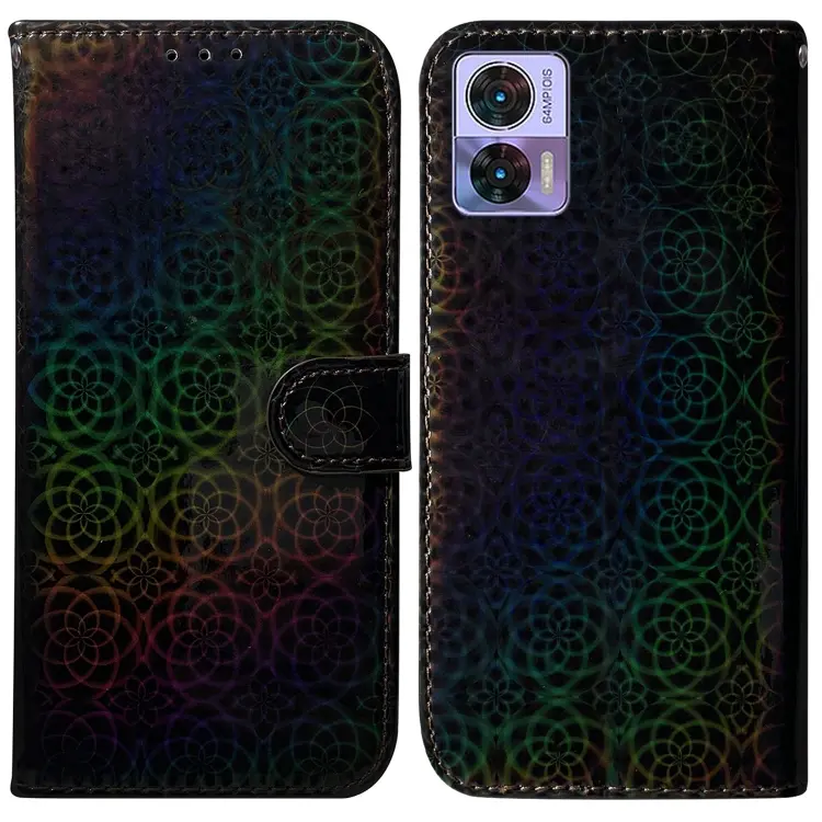 For Motorola Edge 30 Neo / Edge 30 Lite Colorful Magnetic Buckle Leather Phone Case(Black)