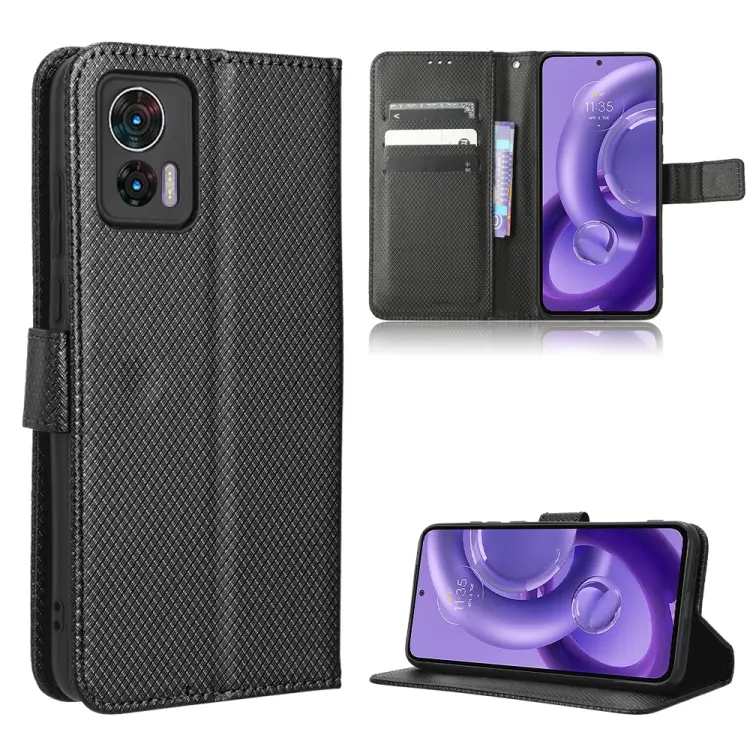 For Motorola Edge 30 Neo / Edge 30 Lite Diamond Texture Leather Phone Case(Black)