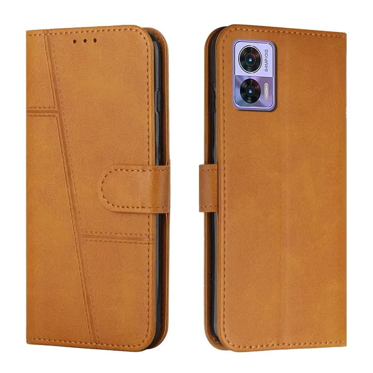 For Motorola Edge 30 Neo / Edge 30 Lite Stitching Calf Texture Buckle Leather Phone Case(Yellow)