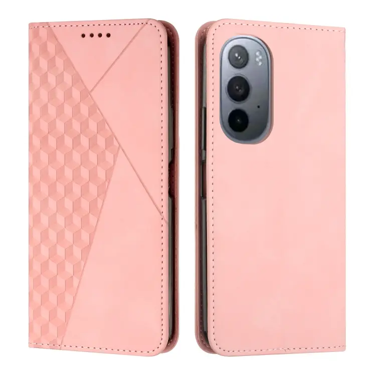 For Motorola Edge 30 Ultra 5G/X30 Pro 5G Diamond Pattern Splicing Skin Feel Magnetic Phone Case(Rose Gold)