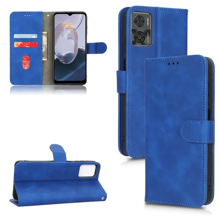 For Motorola Moto E22 4G / E22i 4G Skin Feel Magnetic Flip Leather Phone Case(Blue)