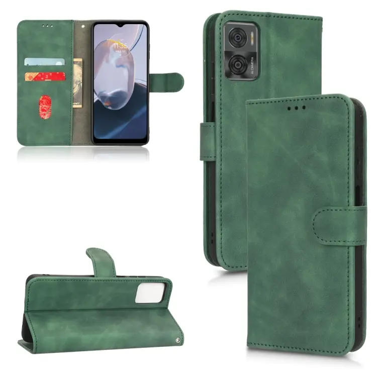 For Motorola Moto E22 4G / E22i 4G Skin Feel Magnetic Flip Leather Phone Case(Green)