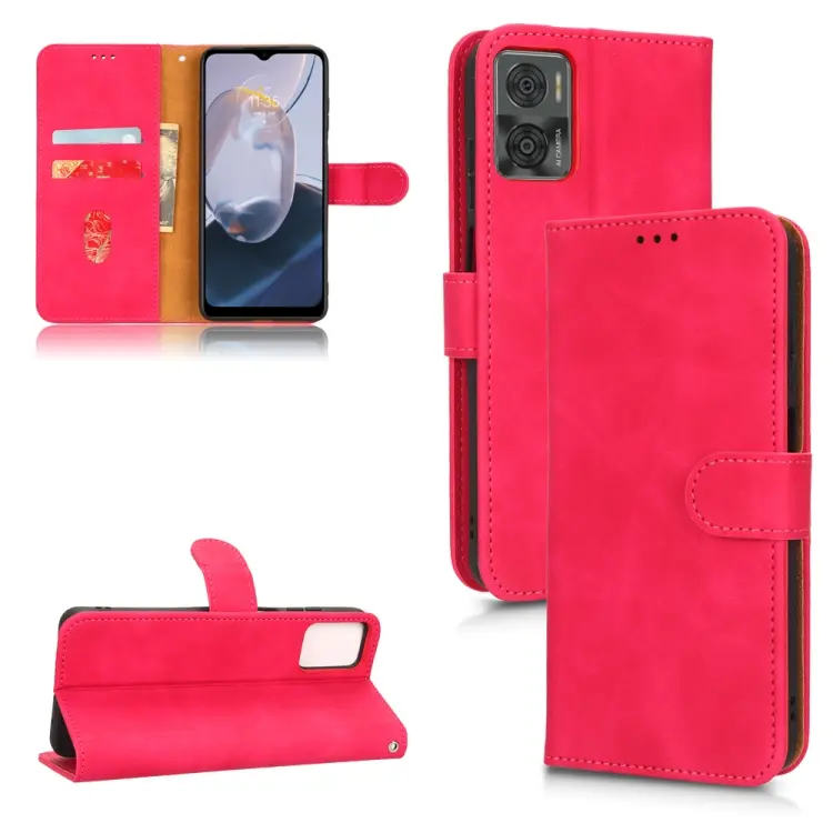 For Motorola Moto E22 4G / E22i 4G Skin Feel Magnetic Flip Leather Phone Case(Rose Red)