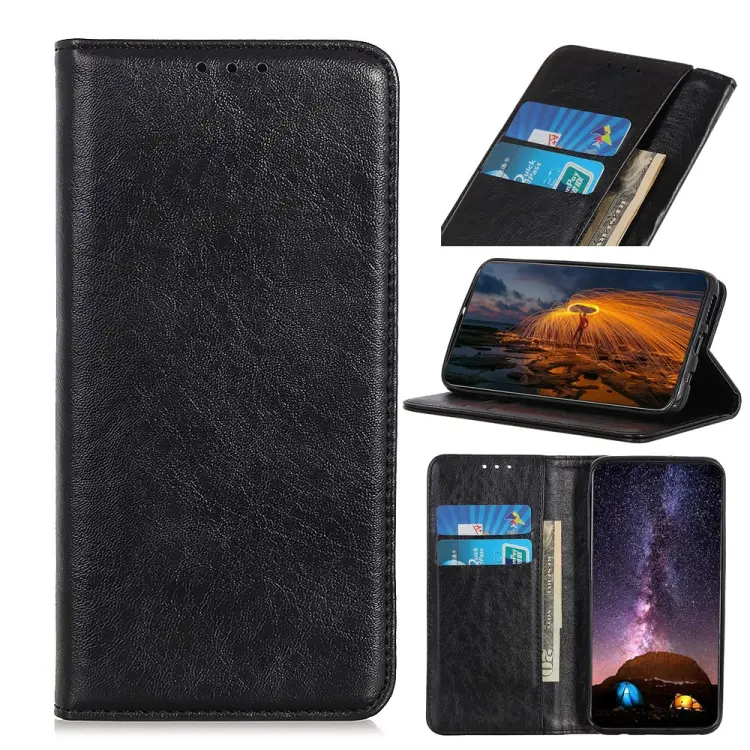 For Motorola Moto E22 4G/E22i Magnetic Crazy Horse Texture Leather Phone Case(Black)