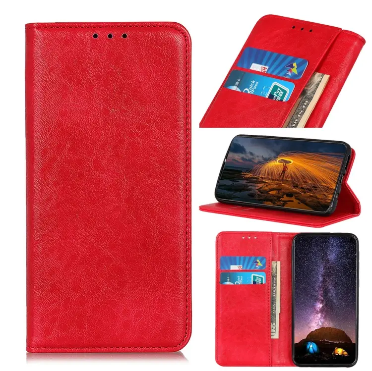 For Motorola Moto E22 4G/E22i Magnetic Crazy Horse Texture Leather Phone Case(Red)