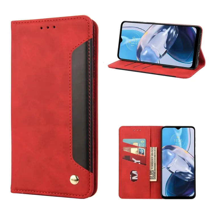 For Motorola Moto E22 / E22i Skin Feel Splicing Leather Phone Case(Red)