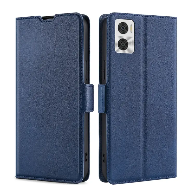 For Motorola Moto E22/E22i Ultra-thin Voltage Side Buckle Horizontal Flip Leather Phone Case(Blue)